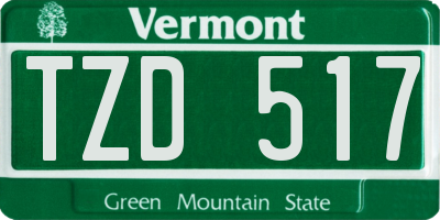 VT license plate TZD517