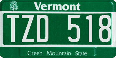 VT license plate TZD518