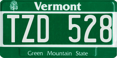 VT license plate TZD528