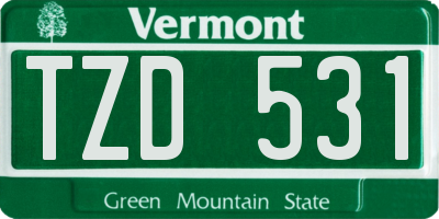VT license plate TZD531