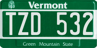 VT license plate TZD532