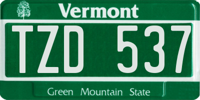 VT license plate TZD537
