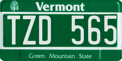 VT license plate TZD565