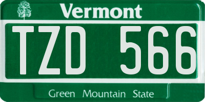 VT license plate TZD566