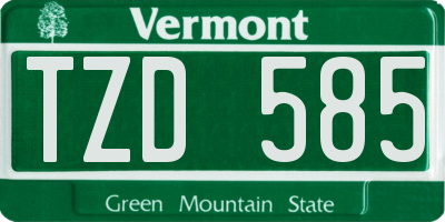 VT license plate TZD585