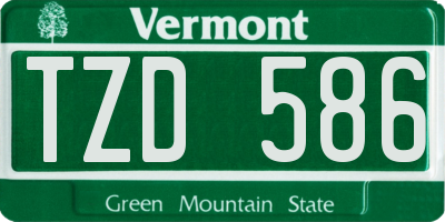 VT license plate TZD586