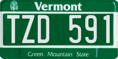VT license plate TZD591