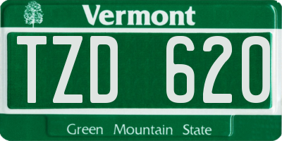 VT license plate TZD620