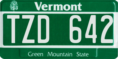 VT license plate TZD642