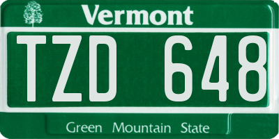 VT license plate TZD648