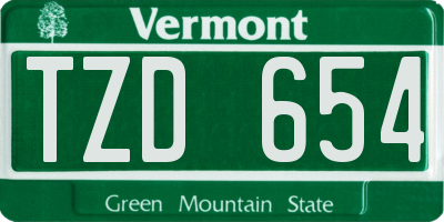 VT license plate TZD654