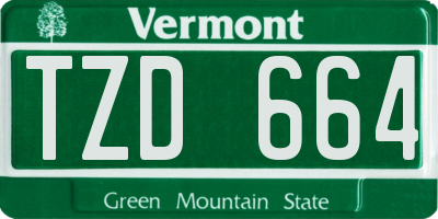 VT license plate TZD664