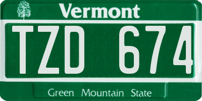 VT license plate TZD674