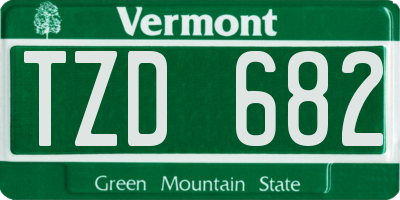 VT license plate TZD682