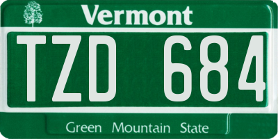 VT license plate TZD684