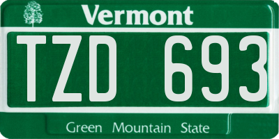 VT license plate TZD693