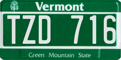 VT license plate TZD716