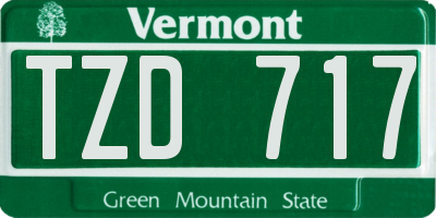 VT license plate TZD717
