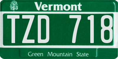 VT license plate TZD718