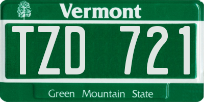 VT license plate TZD721