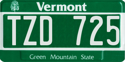 VT license plate TZD725