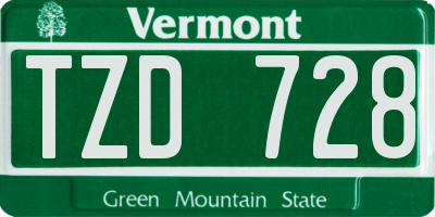 VT license plate TZD728