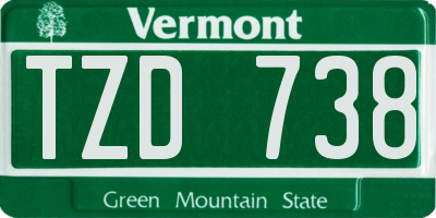 VT license plate TZD738