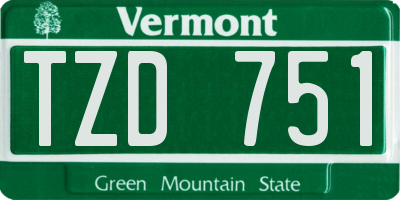 VT license plate TZD751