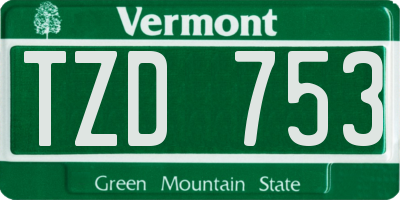 VT license plate TZD753