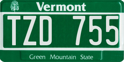 VT license plate TZD755
