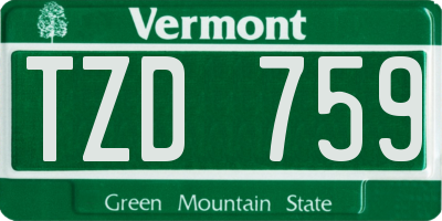 VT license plate TZD759