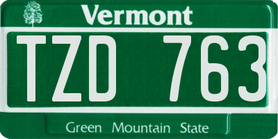 VT license plate TZD763