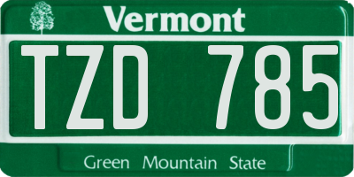 VT license plate TZD785