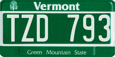 VT license plate TZD793