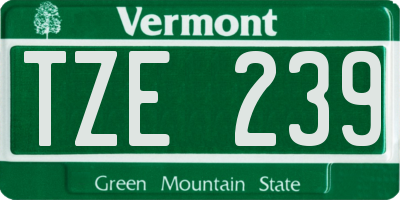 VT license plate TZE239