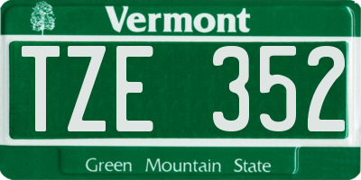 VT license plate TZE352