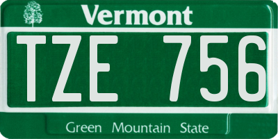 VT license plate TZE756