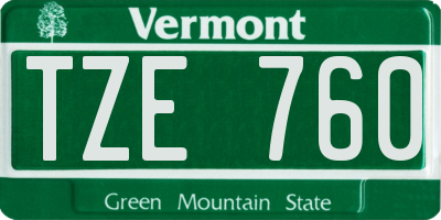 VT license plate TZE760