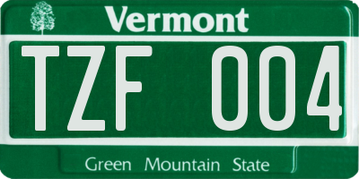 VT license plate TZF004