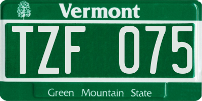 VT license plate TZF075