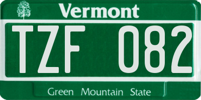 VT license plate TZF082