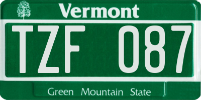 VT license plate TZF087