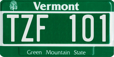 VT license plate TZF101