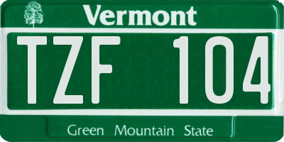 VT license plate TZF104