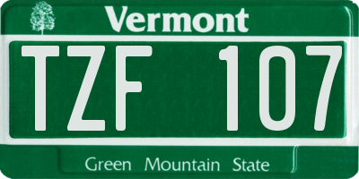 VT license plate TZF107