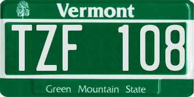 VT license plate TZF108