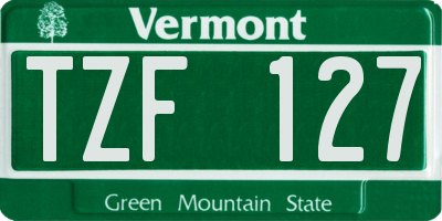 VT license plate TZF127