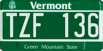 VT license plate TZF136