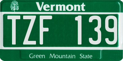 VT license plate TZF139