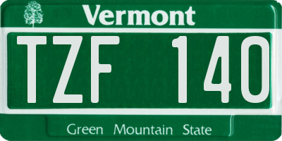 VT license plate TZF140